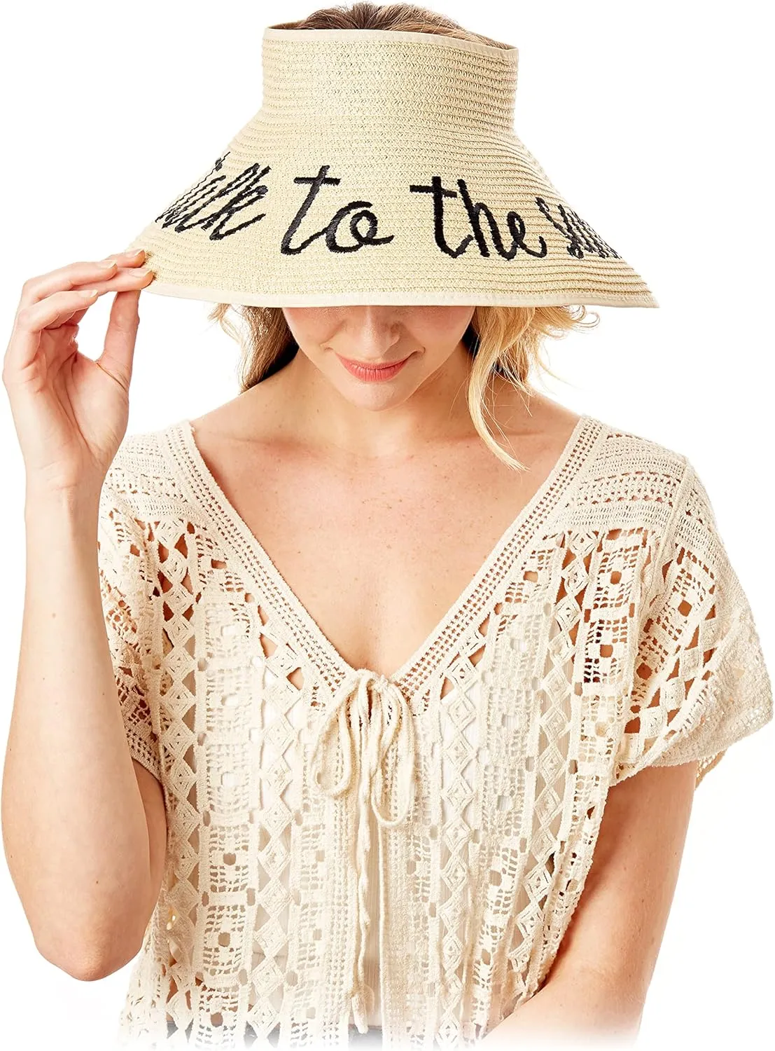 ScarvesMe Women's Adjustable Take to The Sand Roll up Straw Visor Sun Hat