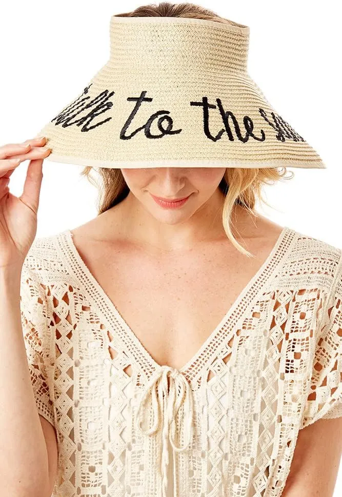 ScarvesMe Women's Adjustable Take to The Sand Roll up Straw Visor Sun Hat