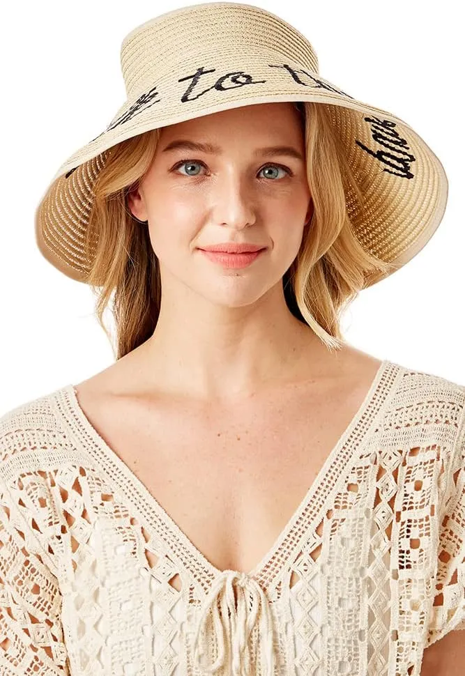 ScarvesMe Women's Adjustable Take to The Sand Roll up Straw Visor Sun Hat