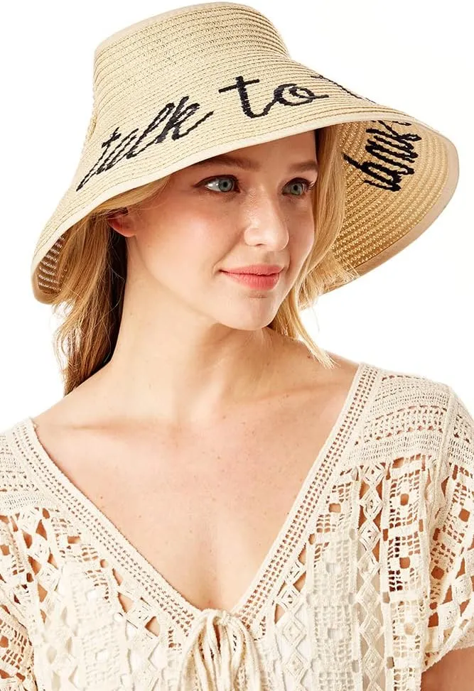 ScarvesMe Women's Adjustable Take to The Sand Roll up Straw Visor Sun Hat
