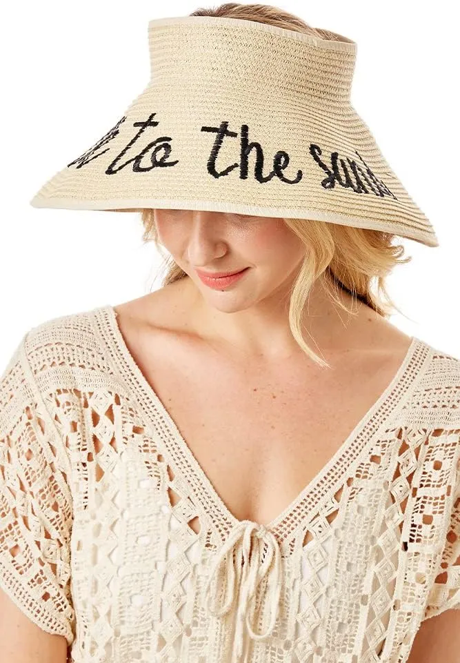 ScarvesMe Women's Adjustable Take to The Sand Roll up Straw Visor Sun Hat