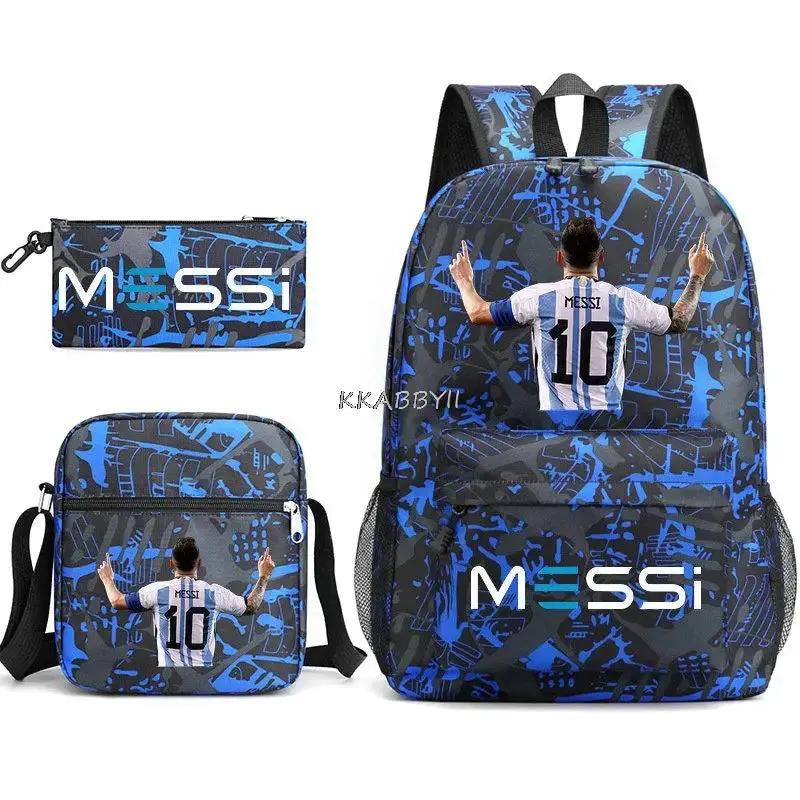 Schoolbag set Messi Backpacks Laptop football star