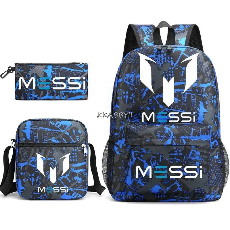 Schoolbag set Messi Backpacks Laptop football star