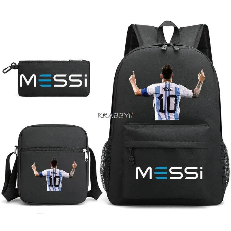 Schoolbag set Messi Backpacks Laptop football star
