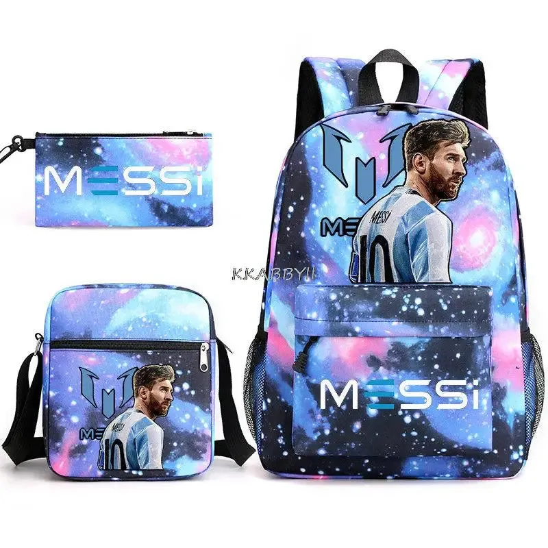 Schoolbag set Messi Backpacks Laptop football star