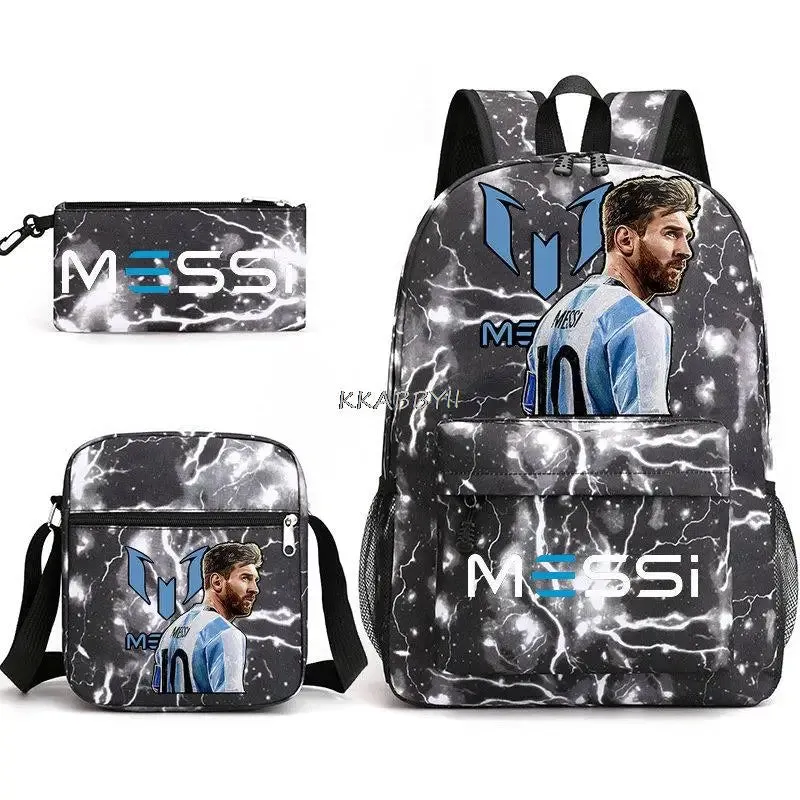 Schoolbag set Messi Backpacks Laptop football star