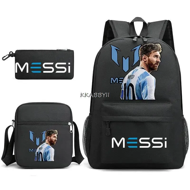 Schoolbag set Messi Backpacks Laptop football star