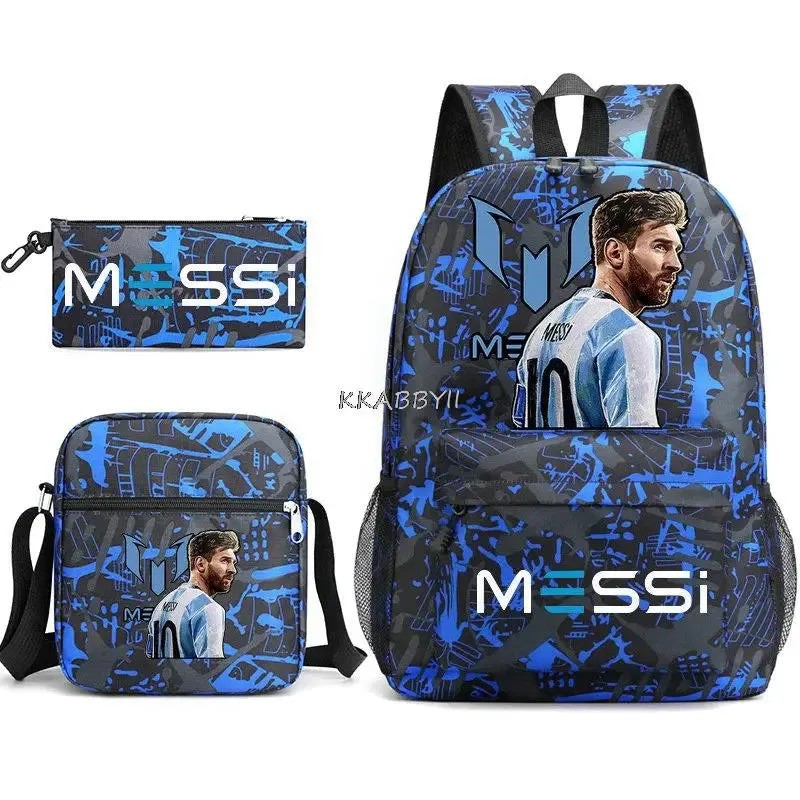 Schoolbag set Messi Backpacks Laptop football star