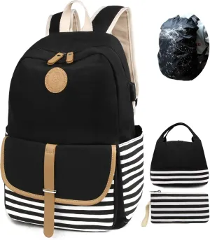 SCIONE Backpacks for Women Teen Girls,Large Capacity BookBag with USB Charger Port,Canvas Backpack-Back School Gift for Girls