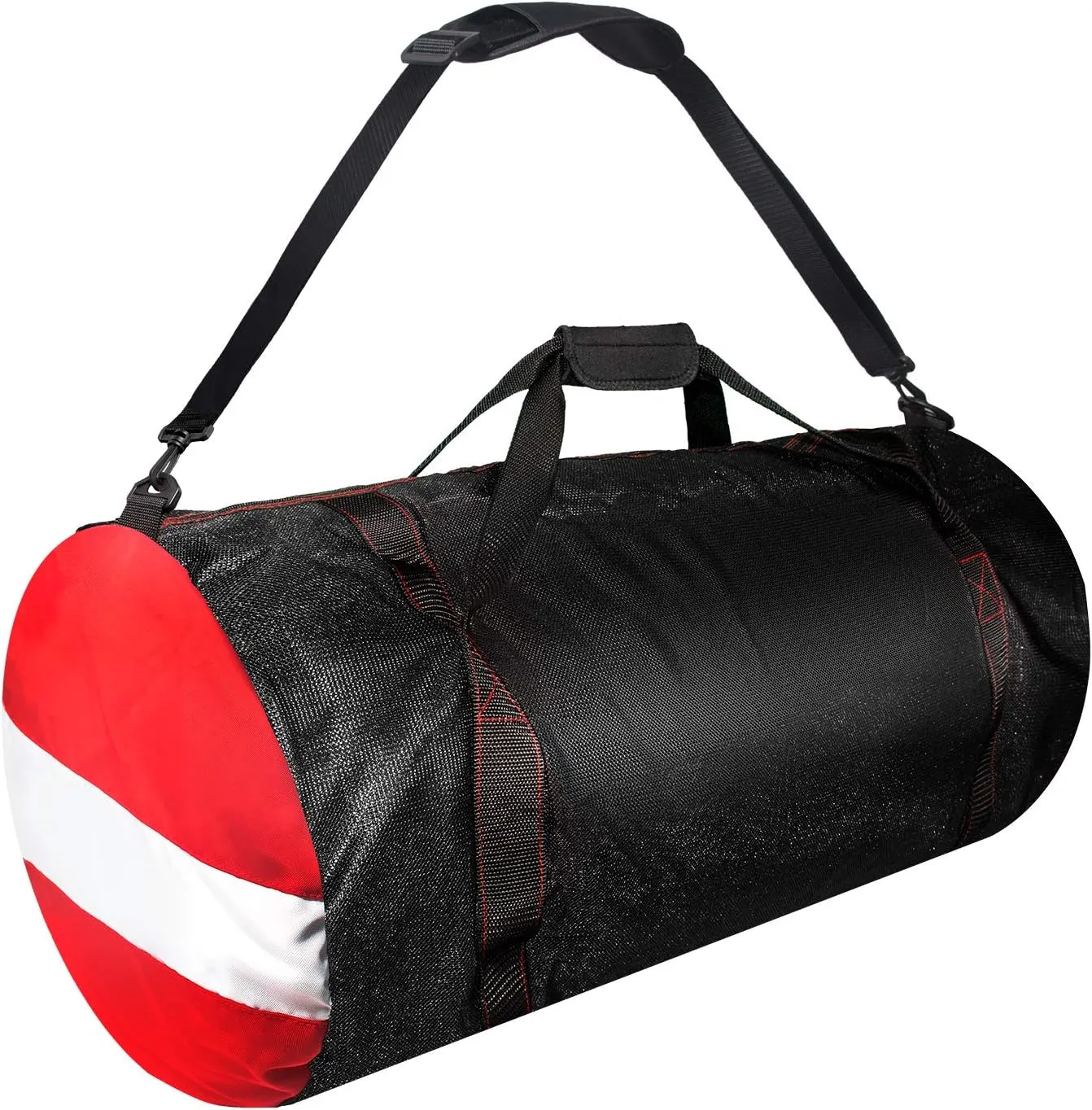 Scuba Diving Mesh Bag, Large Sports Gear Carry Bag with Adjustable Shoulder Straps, Mesh Duffle Bag for Surfing, Snorkeling, Kayak Spearfishing, and Swimming Water Sports & Beach Activities
