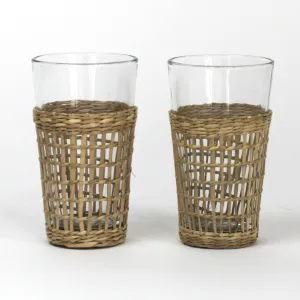 Seagrass Wrapped Glasses, Set of 2