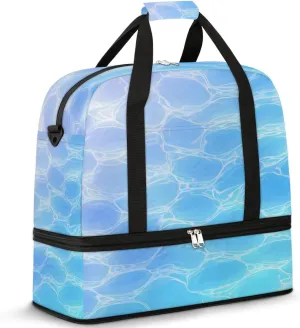 Seawater Patterns Travel Duffel Bag for Women Men Weekender Overnight Bag with Shoe Compartment Foldable Sports Gym Luggage Bag