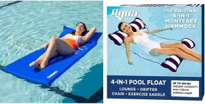 Self-Inflating Pool Floats Adult, More Durable Skin-Friendly Portable Pool Raft with Headrest, Inflatable Sponge Mattress Floating Mat for Swimming Pool Sea Lake River, Easy Storage, No Cracking