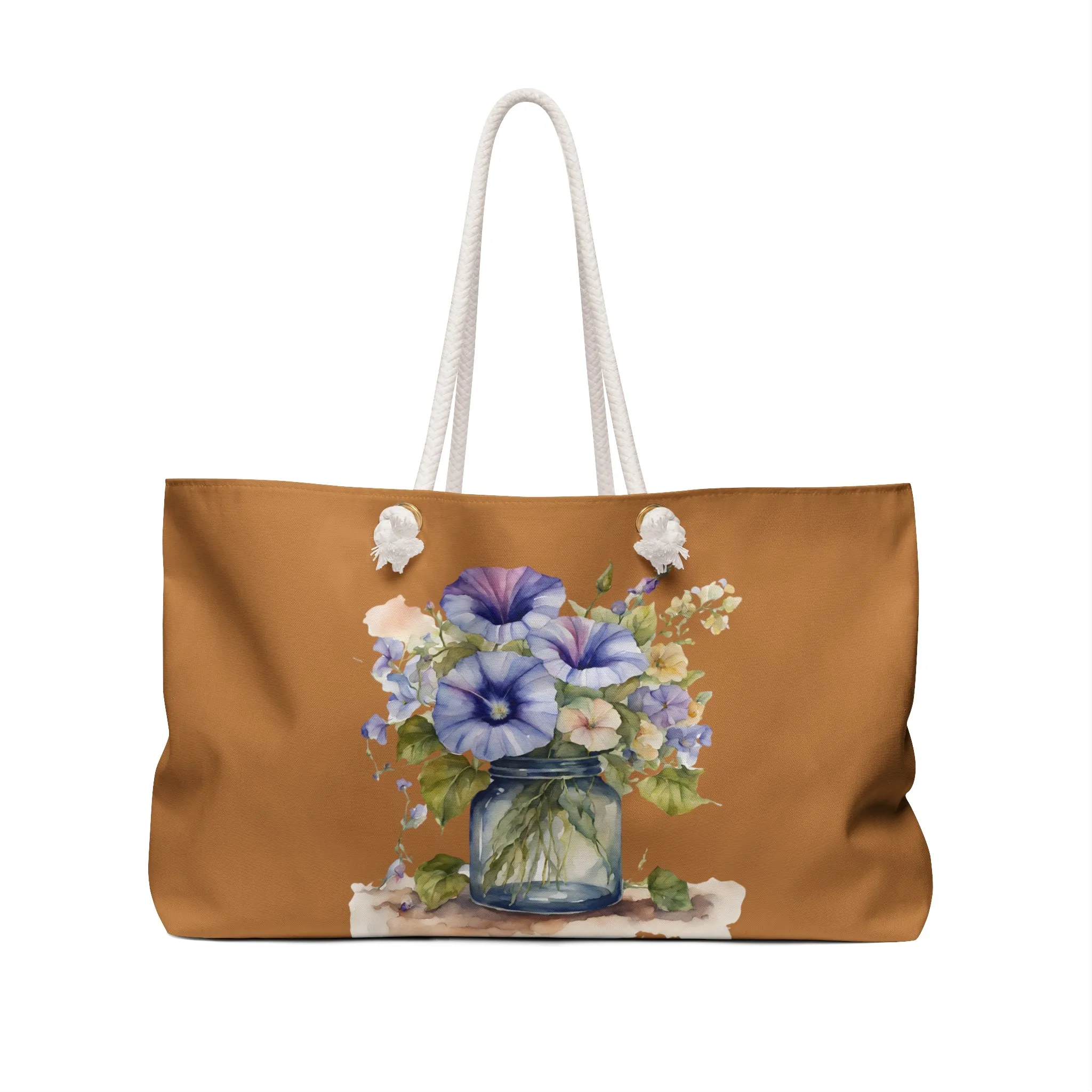 September Boho Weekender Bag, Flower of the month, Bohemian Travel Bag, Morning Glory Flower