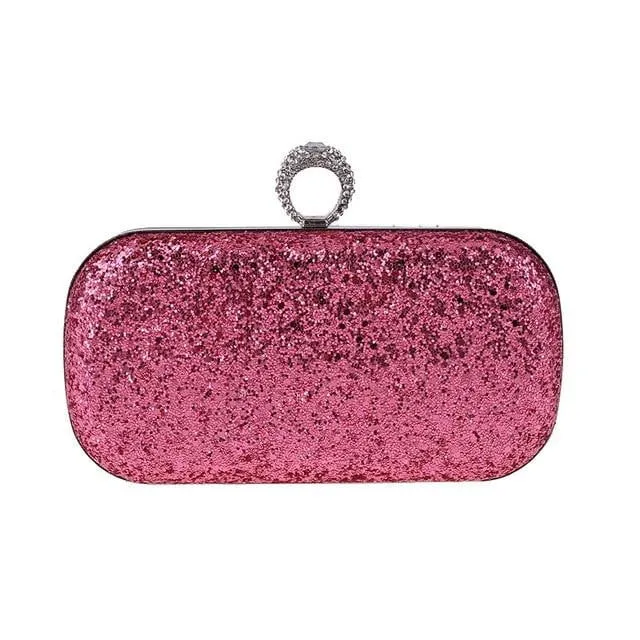 Sequin Evenging Bag Finger Rings Wedding Clutch