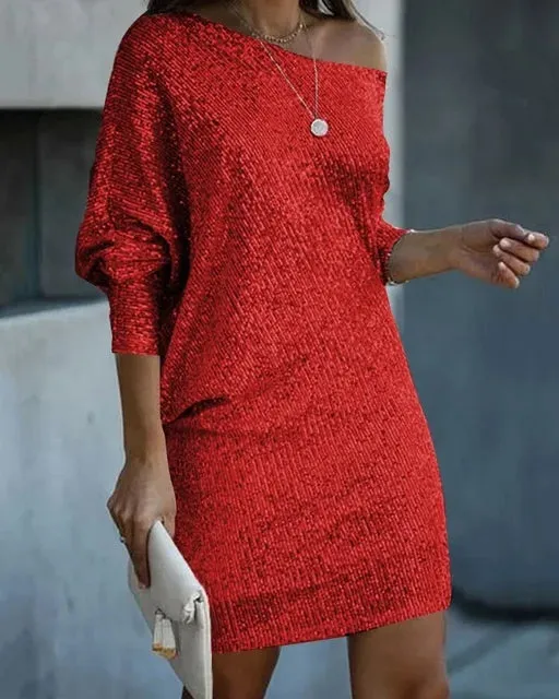 Sequin Mini Dress | Off-Shoulder | Sparkling Party Look