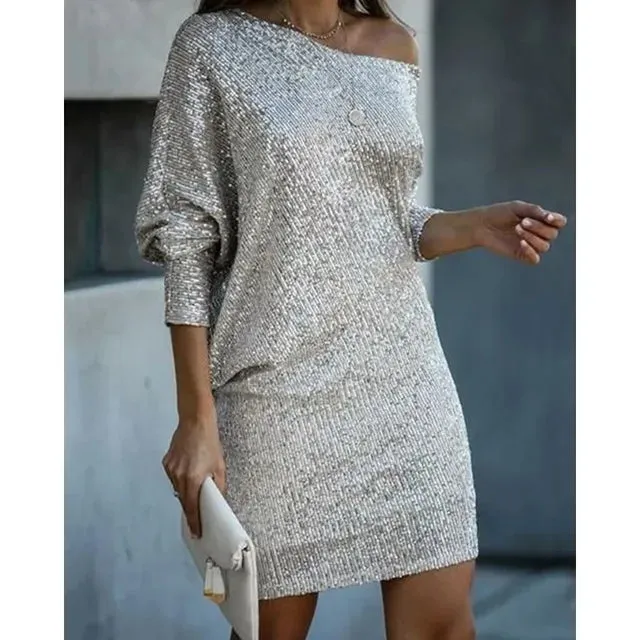 Sequin Mini Dress | Off-Shoulder | Sparkling Party Look