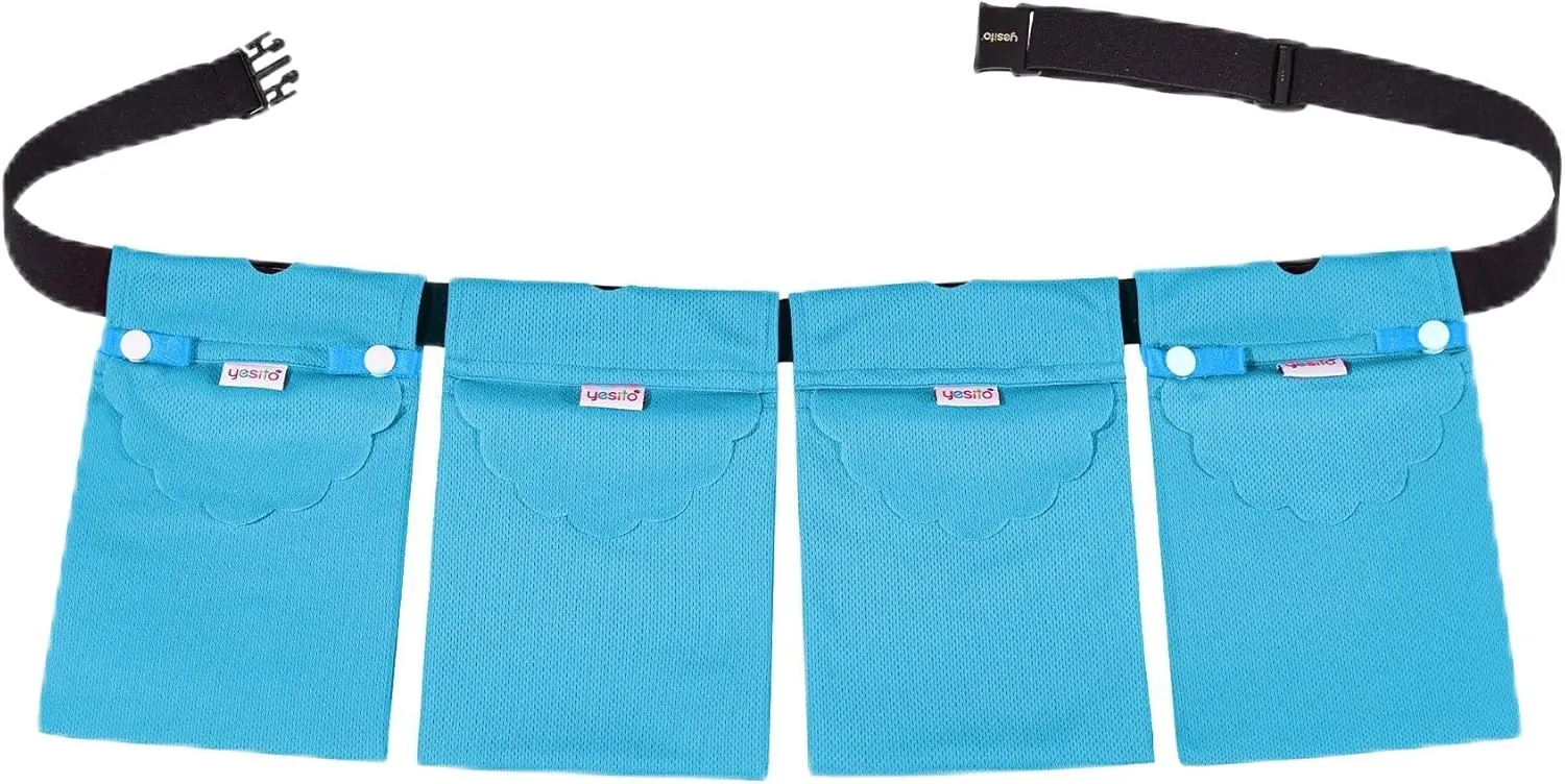 Set of 4 Mastectomy Drainage Pouches with Shower Bag - Effective & Comfortable Post-Breast Cancer Surgery Recovery Aid, Lake Blue & Mesh Blue