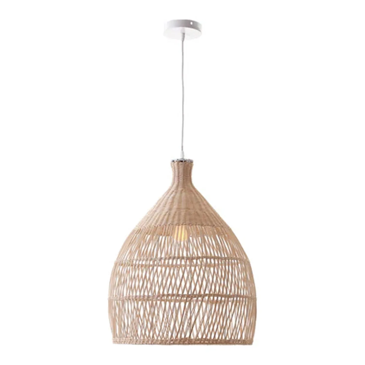 Shanen Rattan Pendant Light 1Lt in Natural or Black Rattan