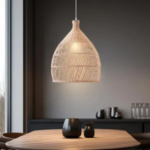Shanen Rattan Pendant Light 1Lt in Natural or Black Rattan