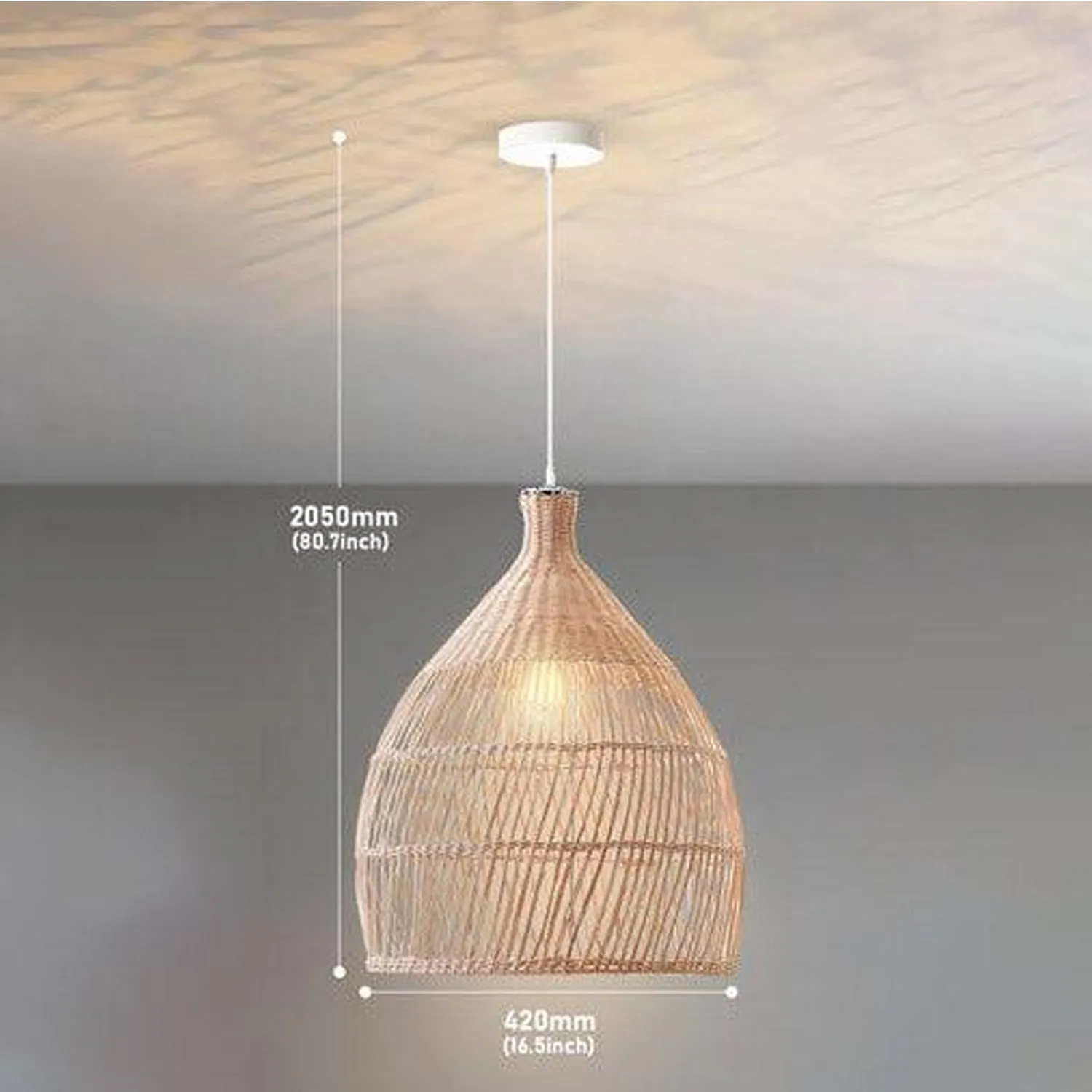 Shanen Rattan Pendant Light 1Lt in Natural or Black Rattan