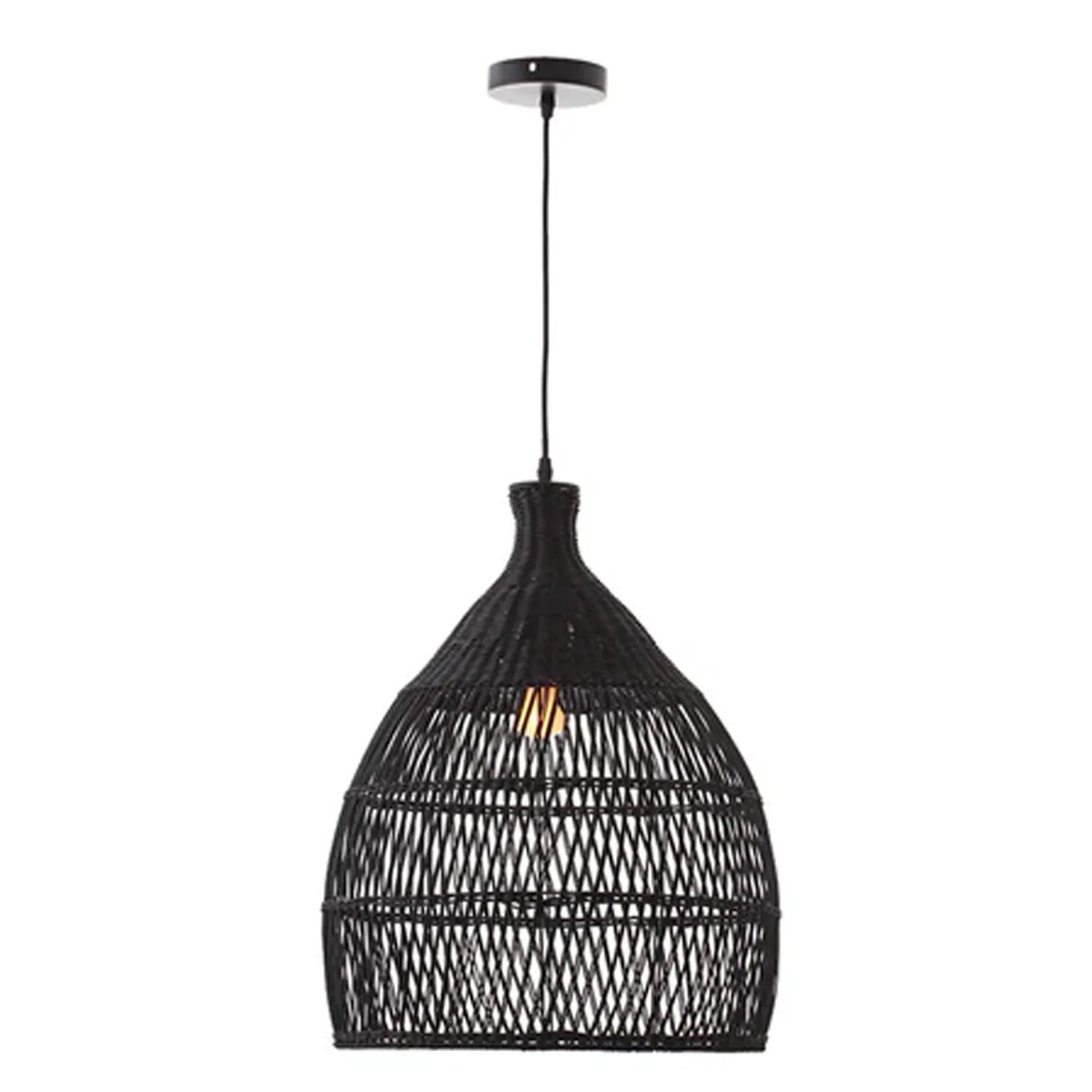 Shanen Rattan Pendant Light 1Lt in Natural or Black Rattan