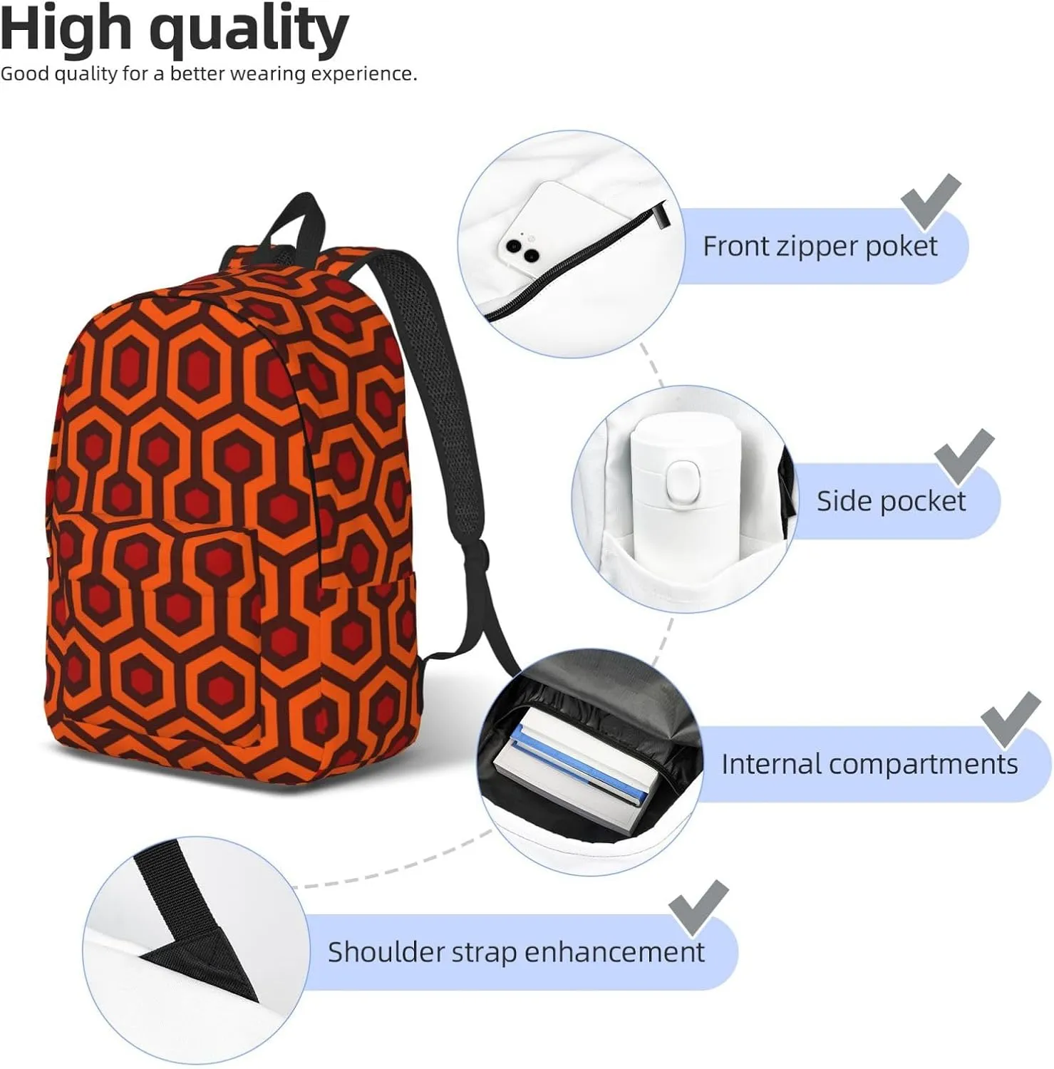 Shining Overlook Print Canvas Backpack Women,Mens Travel Casual Daypack Bookbag For Laptop Work Travel Hiking