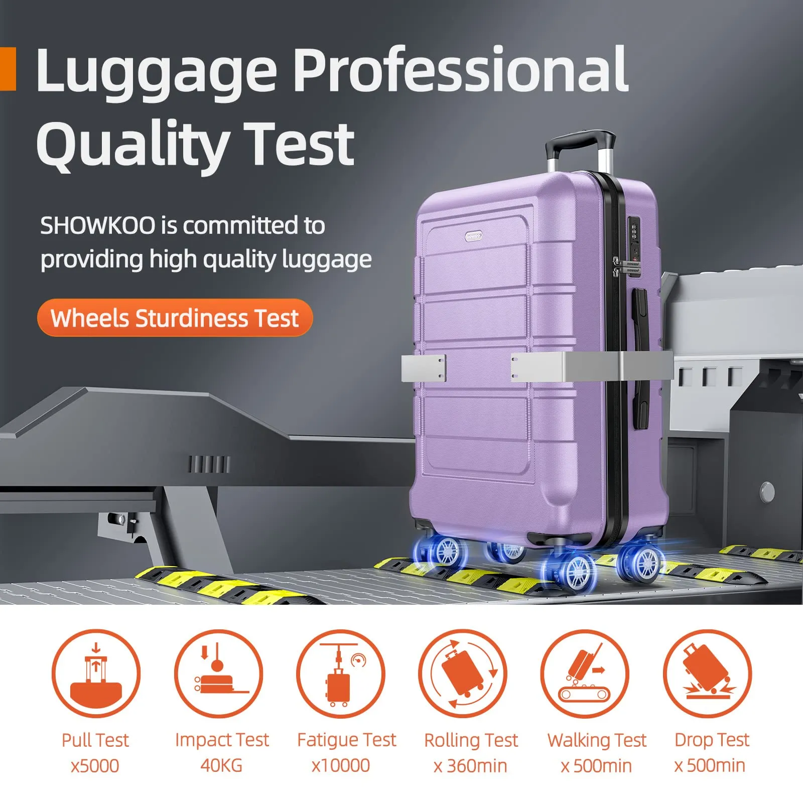SHOWKOO Luggage Sets Expandable PC ABS Durable Suitcase Double Wheels TSA Lock 5pcs Wine Red