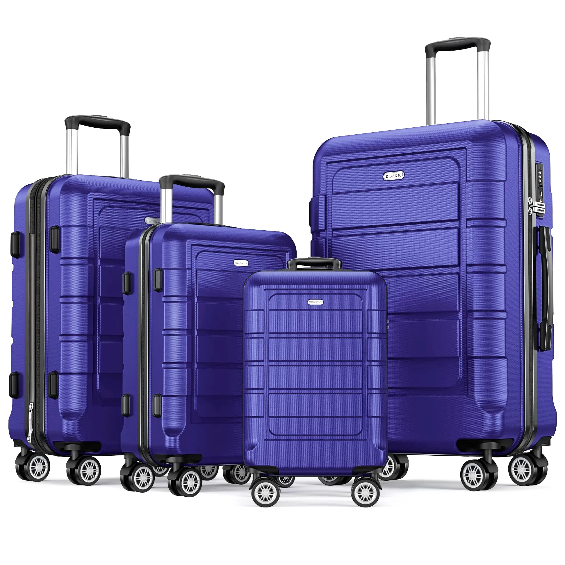 SHOWKOO Luggage Sets Expandable PC ABS Durable Suitcase Double Wheels TSA Lock 5pcs Wine Red