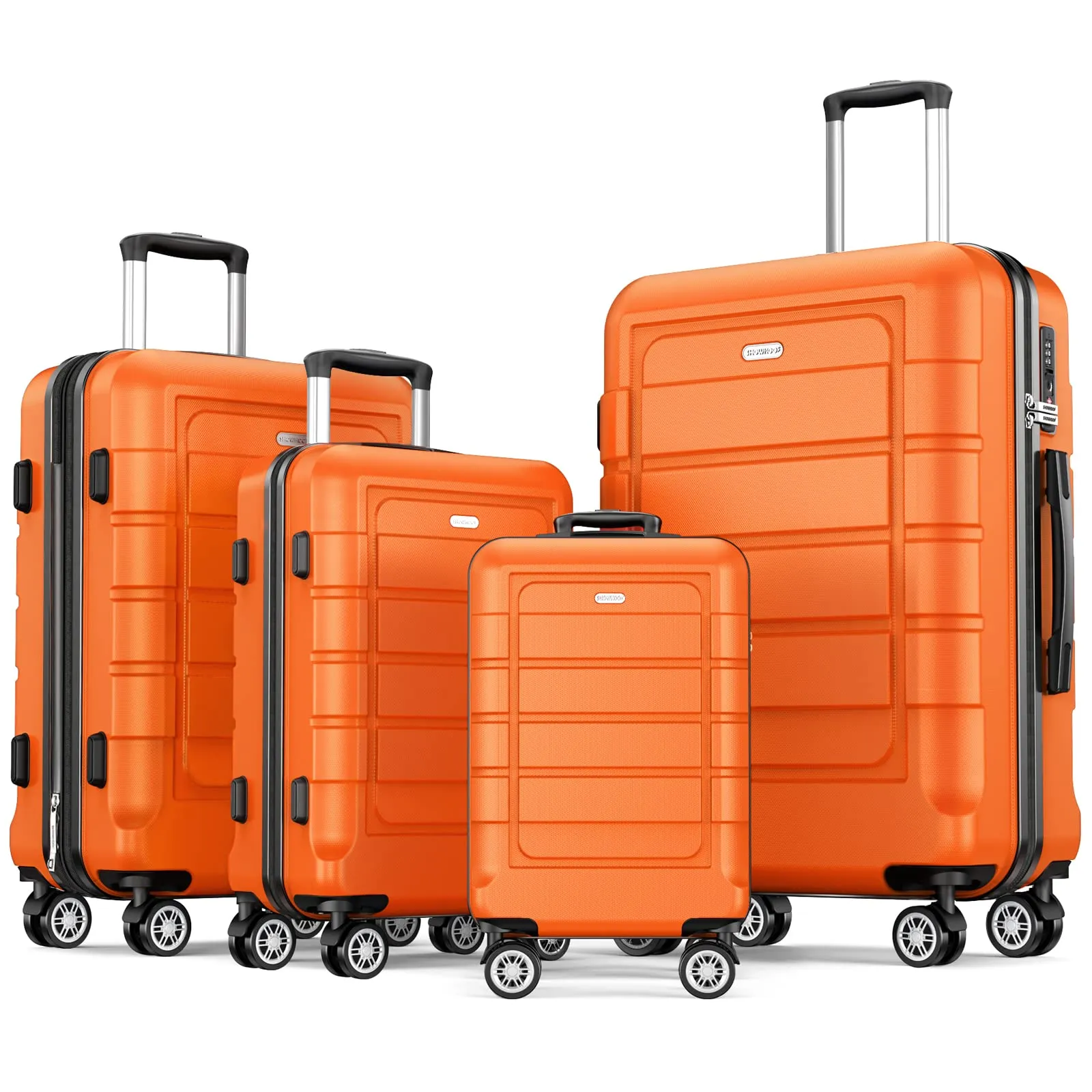SHOWKOO Luggage Sets Expandable PC ABS Durable Suitcase Double Wheels TSA Lock 5pcs Wine Red