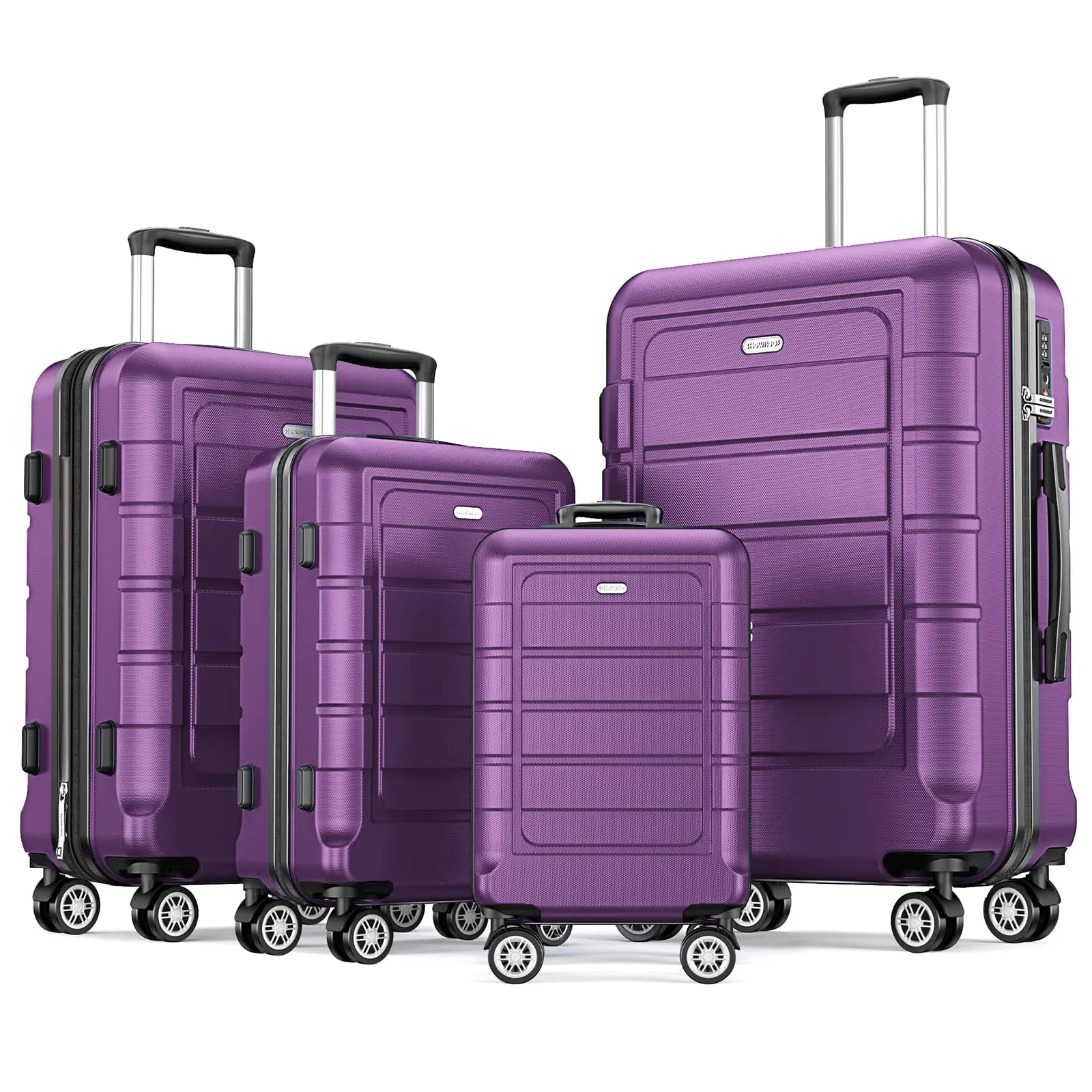 SHOWKOO Luggage Sets Expandable PC ABS Durable Suitcase Double Wheels TSA Lock 5pcs Wine Red