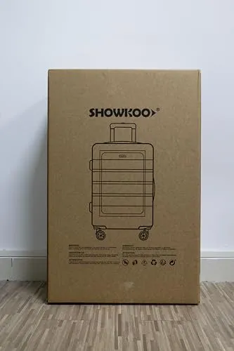 SHOWKOO Luggage Sets Expandable PC ABS Durable Suitcase Double Wheels TSA Lock 5pcs Wine Red