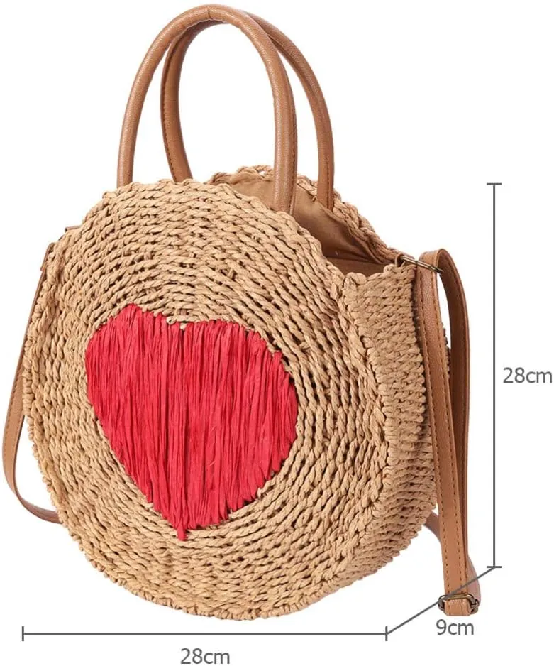 SHUIBIAN Women Straw Summer Beach Bag Handwoven Round Rattan Bag Cross Body Bag with Tassel Bag Charm Key Chain …