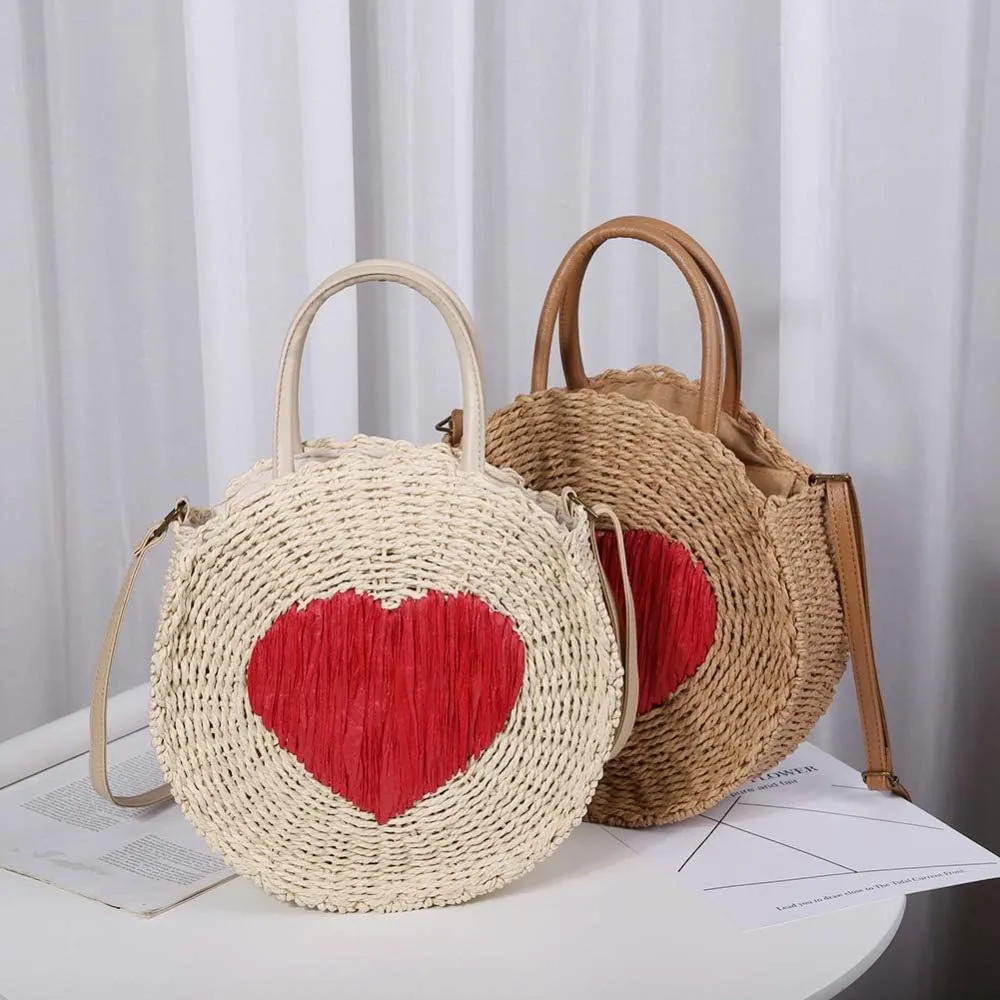 SHUIBIAN Women Straw Summer Beach Bag Handwoven Round Rattan Bag Cross Body Bag with Tassel Bag Charm Key Chain …