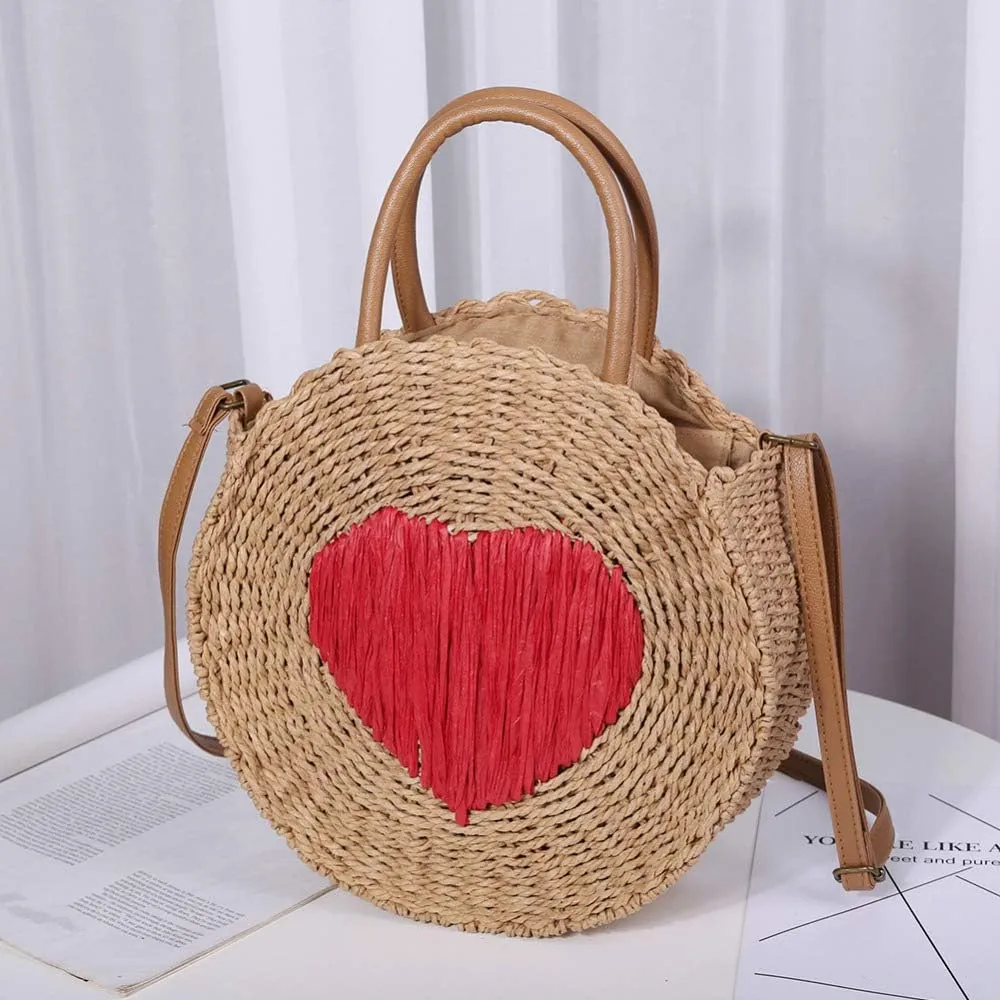 SHUIBIAN Women Straw Summer Beach Bag Handwoven Round Rattan Bag Cross Body Bag with Tassel Bag Charm Key Chain …