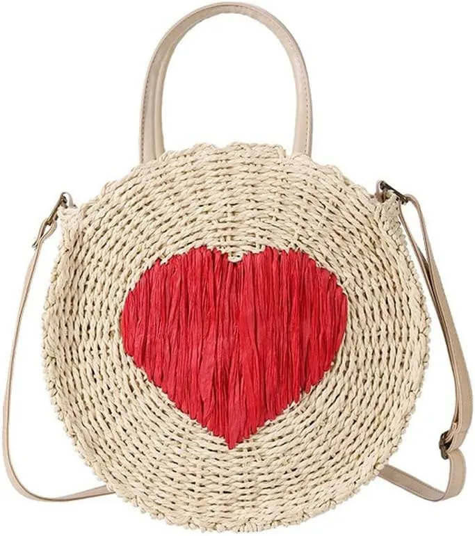 SHUIBIAN Women Straw Summer Beach Bag Handwoven Round Rattan Bag Cross Body Bag with Tassel Bag Charm Key Chain …