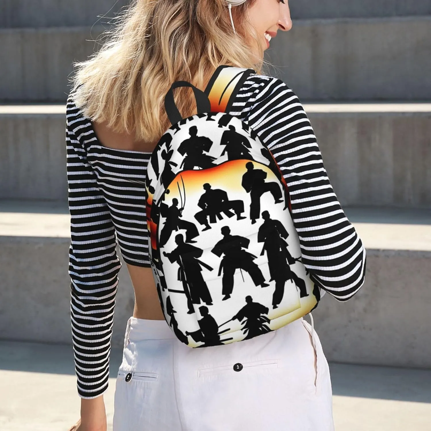 Silhouettes of Martial print Hiking Backpack Casual Daypack Outdoor Travel Backpacks Bookbag for Men Women Adult