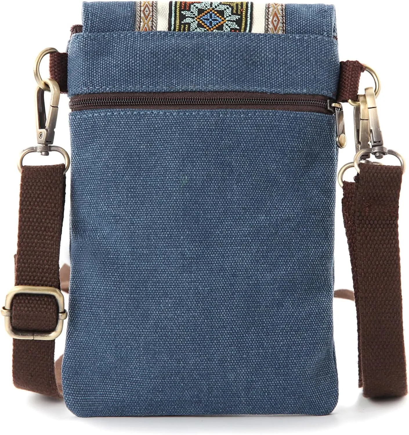 SILKAREA Vintage Embroidered Canvas Flip Small Crossbody Bag Cell Phone Pouch for Women Wristlet Wallet Bag Coin Purse