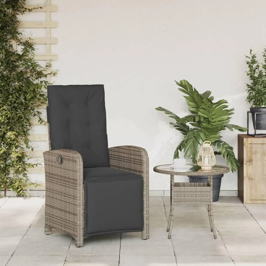 Sillas De Patio Beach Chair Lawn Chairs Dining Room Chairs - Reclining Patio Chair with Footrest Gray Poly Rattan for Garden Beaches Outside Terrace