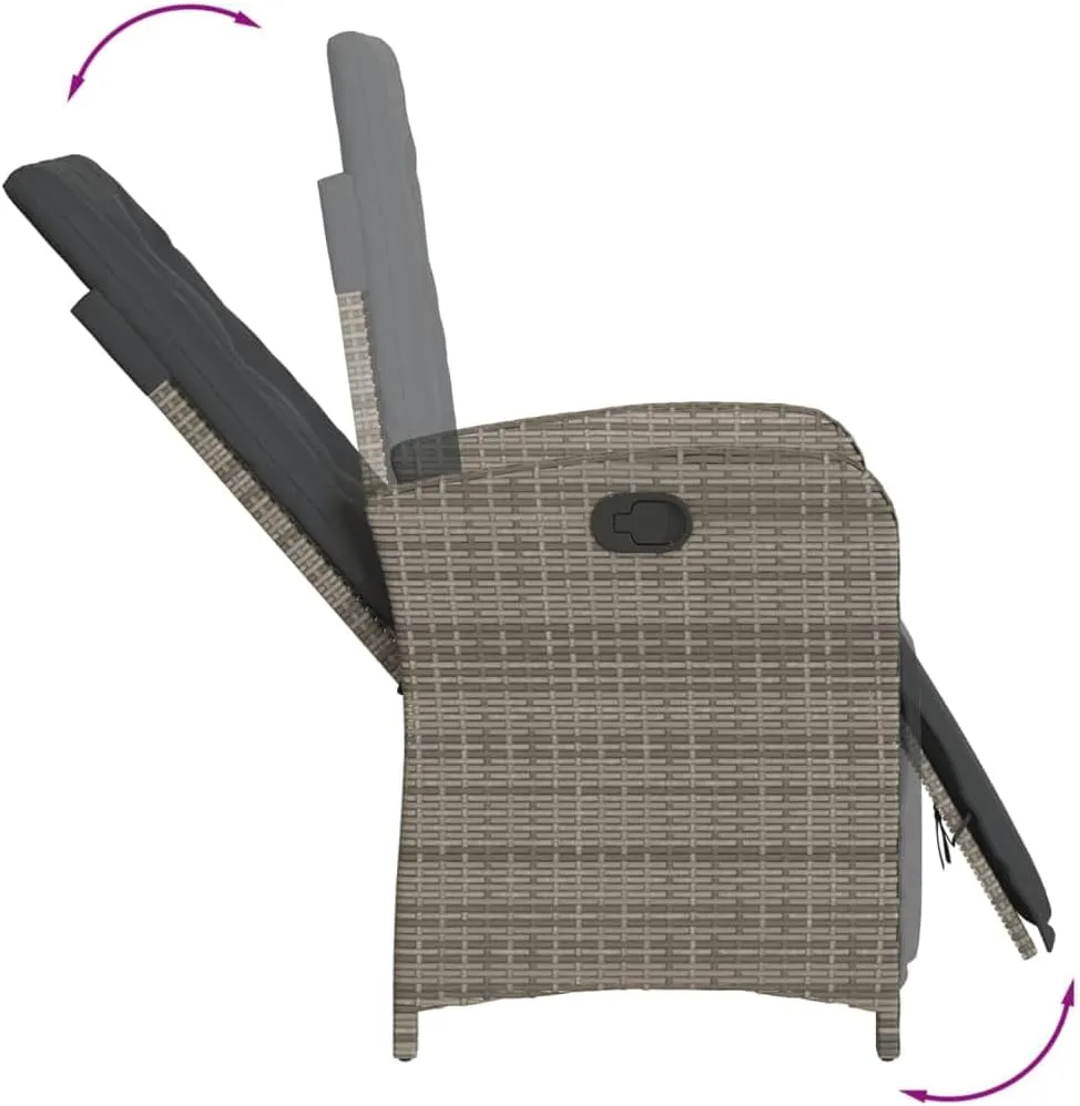 Sillas De Patio Beach Chair Lawn Chairs Dining Room Chairs - Reclining Patio Chair with Footrest Gray Poly Rattan for Garden Beaches Outside Terrace