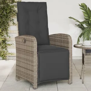 Sillas De Patio Beach Chair Lawn Chairs Dining Room Chairs - Reclining Patio Chair with Footrest Gray Poly Rattan for Garden Beaches Outside Terrace