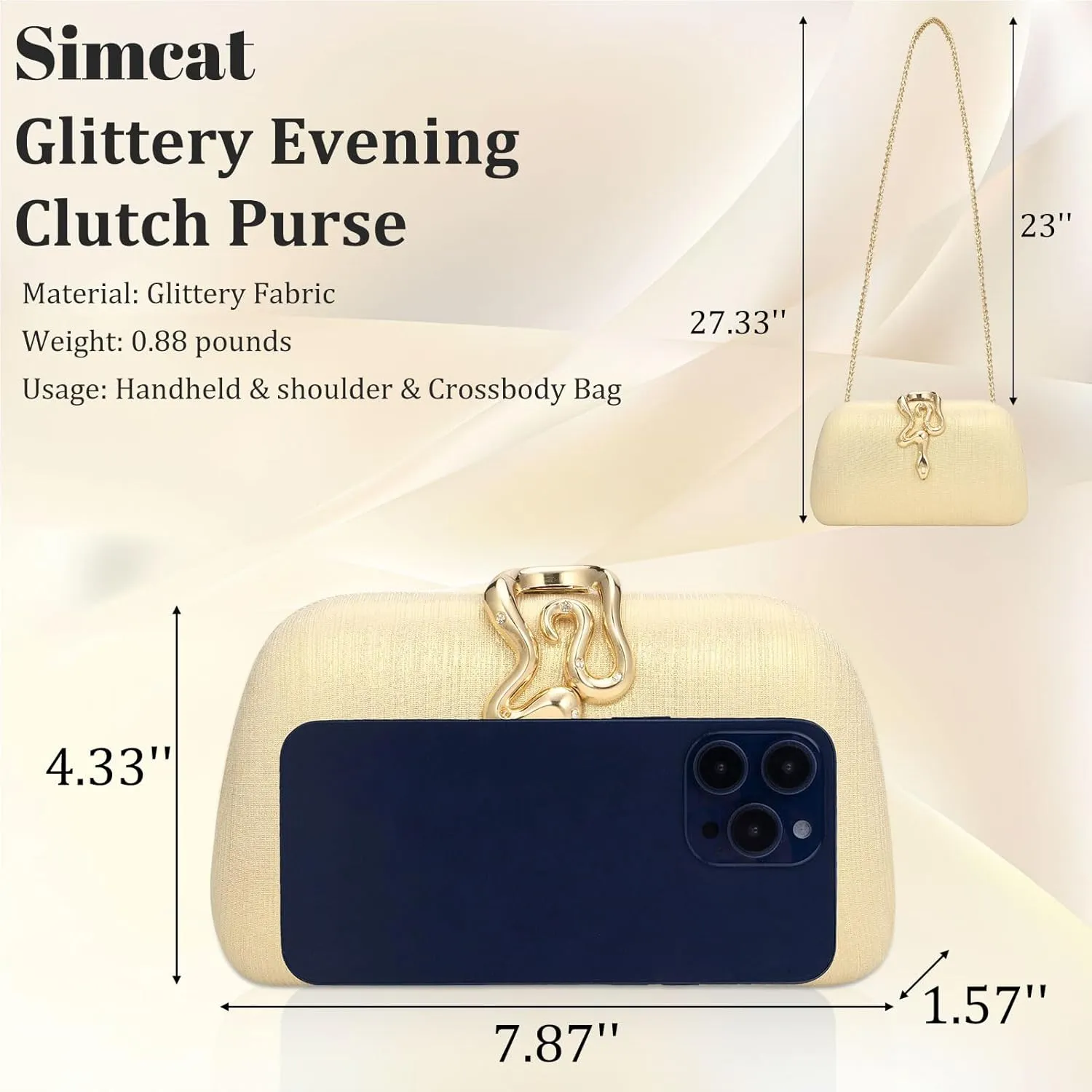 Simcat Glitter Clutch Purses for Women Elegant Evening Bag for Parties, Weddings and Formal Events