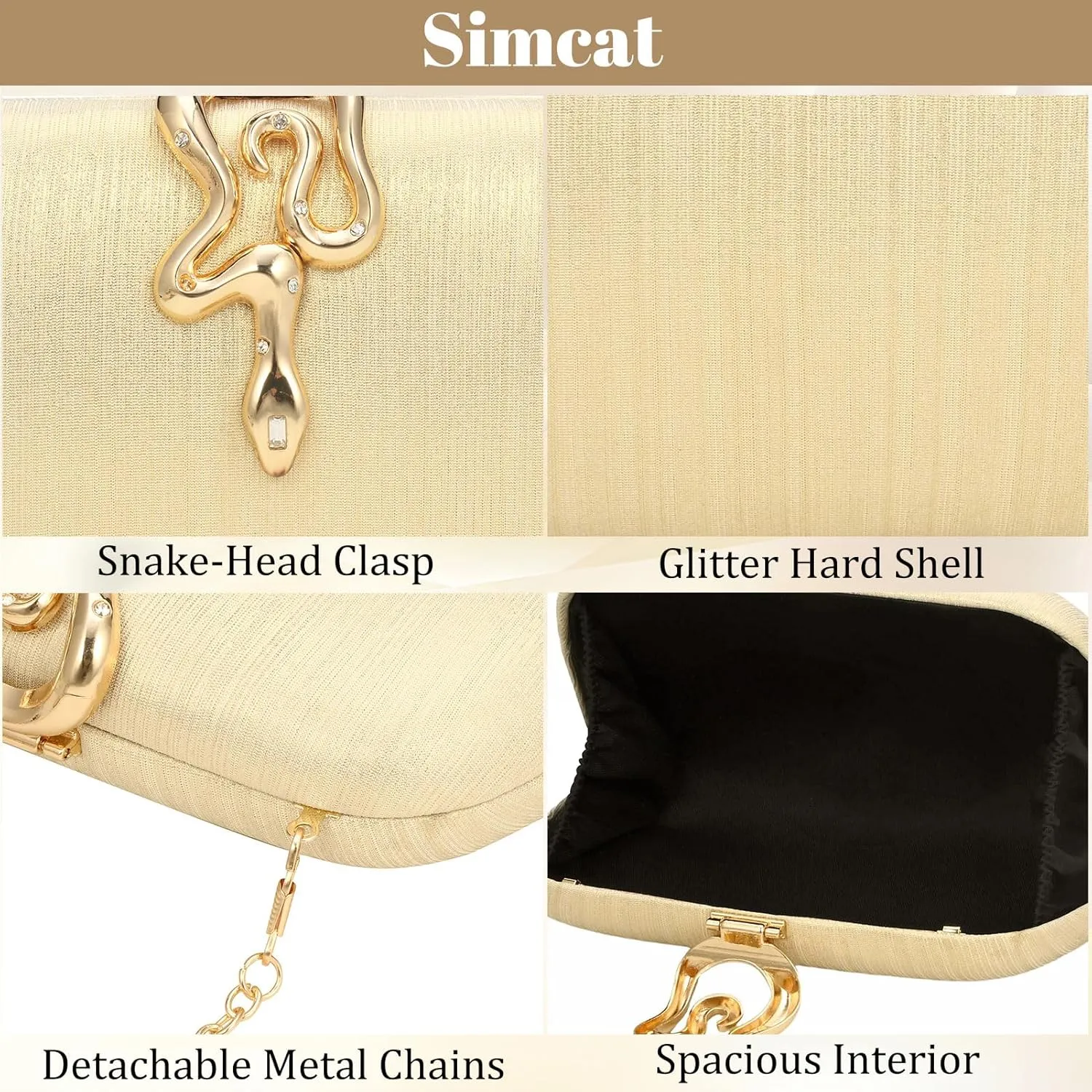 Simcat Glitter Clutch Purses for Women Elegant Evening Bag for Parties, Weddings and Formal Events