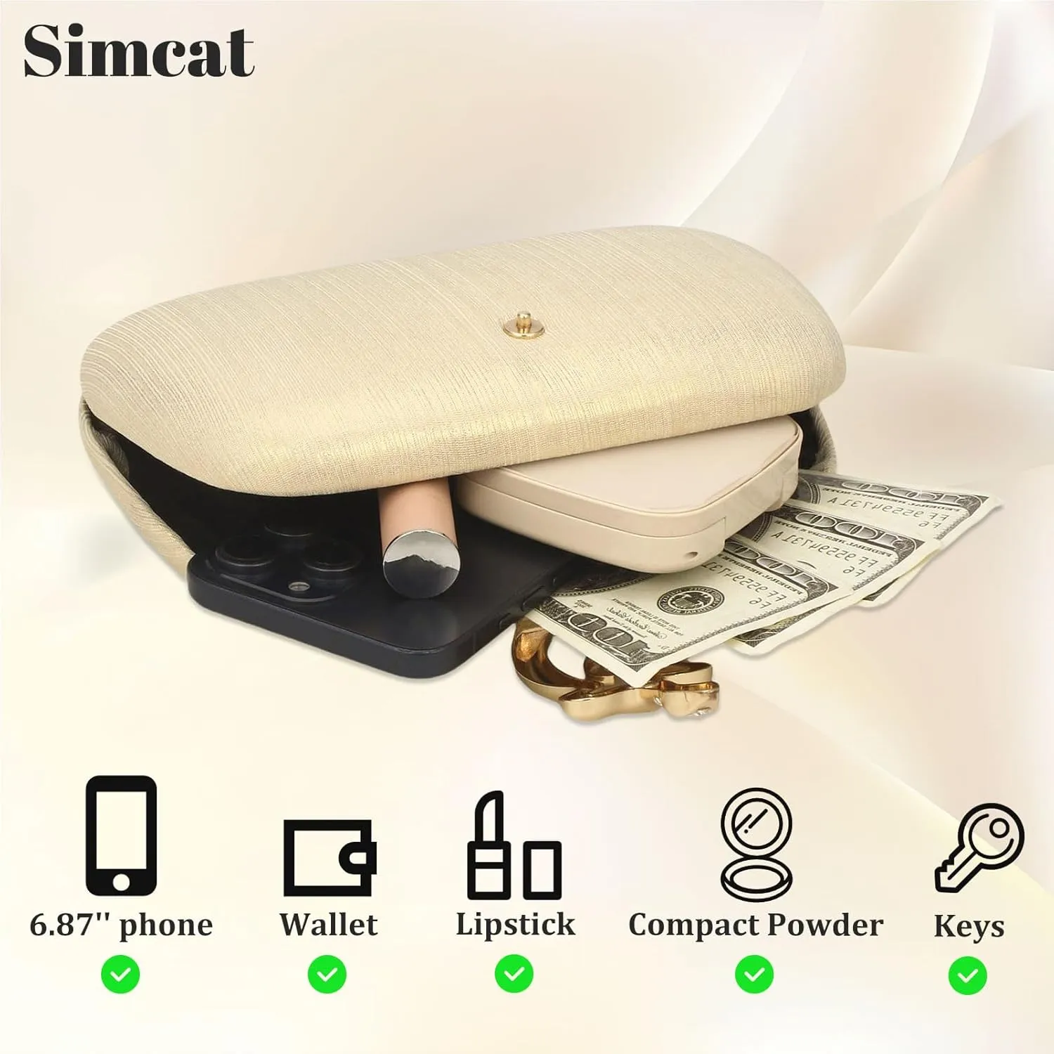 Simcat Glitter Clutch Purses for Women Elegant Evening Bag for Parties, Weddings and Formal Events