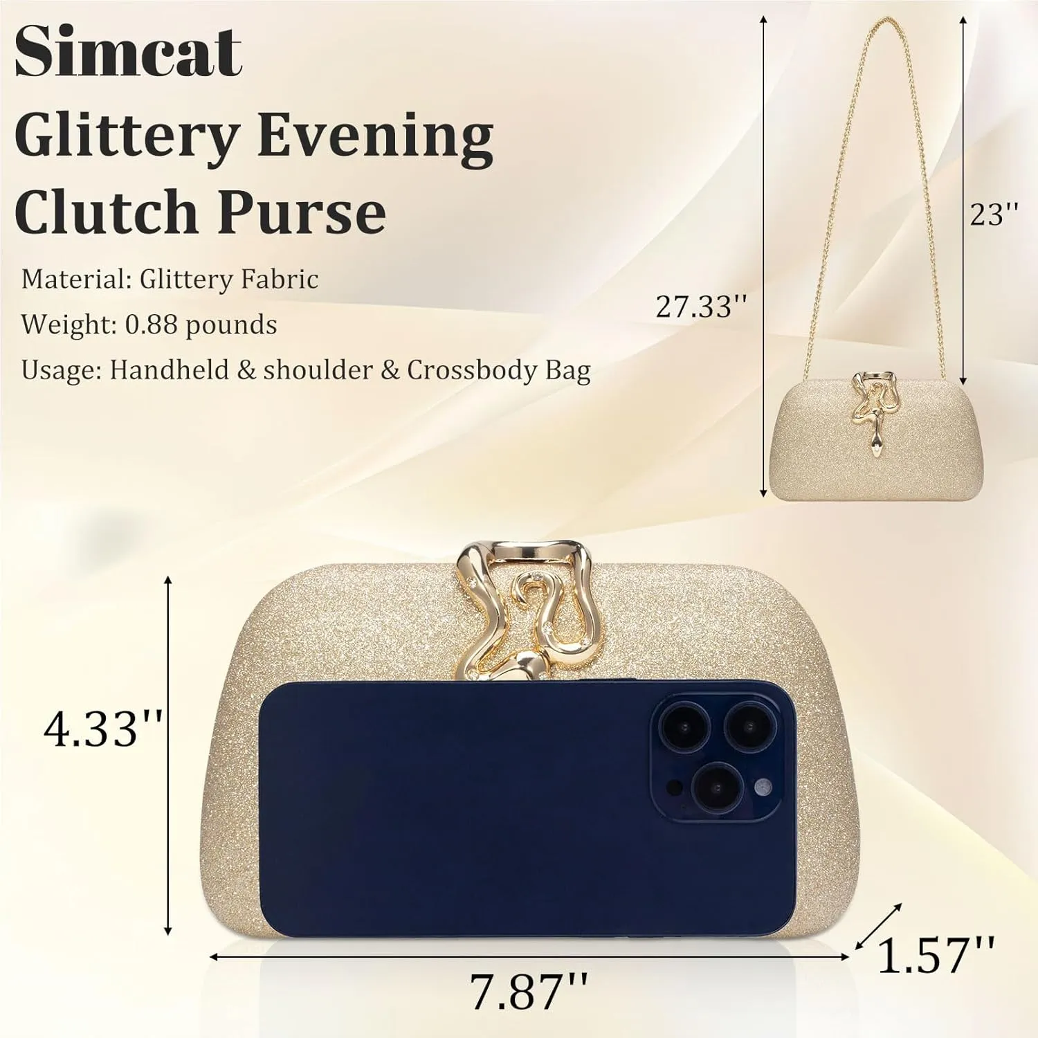 Simcat Glitter Clutch Purses for Women Elegant Evening Bag for Parties, Weddings and Formal Events
