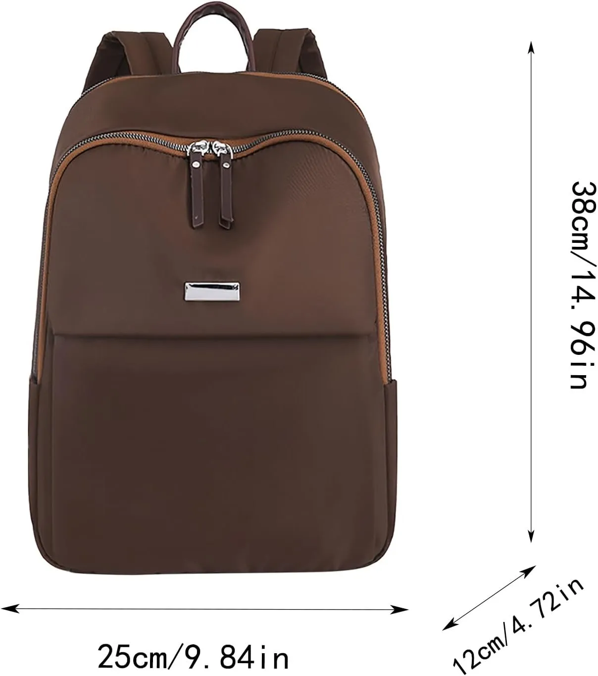 Simple Solid Color Nylon Women Shoulders Bag Breathable Wear Resisting Pickproof Shockproof Backpack (Brown, One Size)