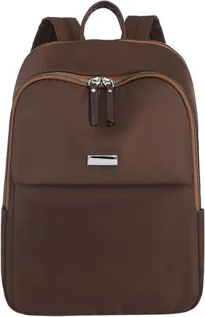 Simple Solid Color Nylon Women Shoulders Bag Breathable Wear Resisting Pickproof Shockproof Backpack (Brown, One Size)