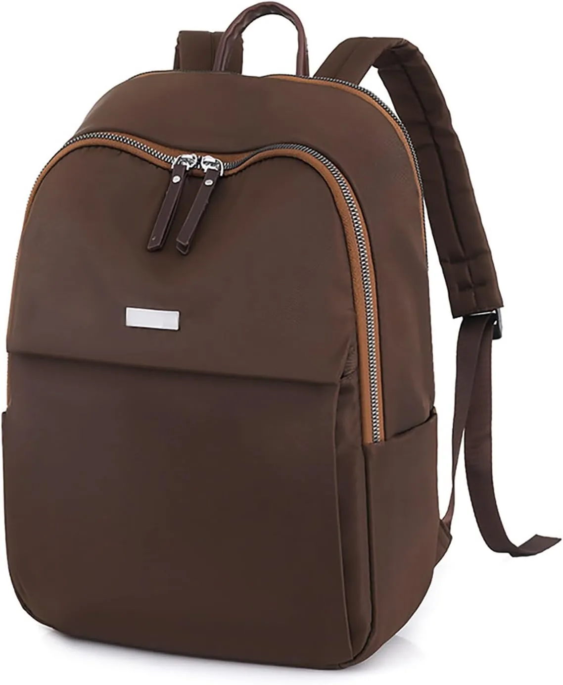 Simple Solid Color Nylon Women Shoulders Bag Breathable Wear Resisting Pickproof Shockproof Backpack (Brown, One Size)