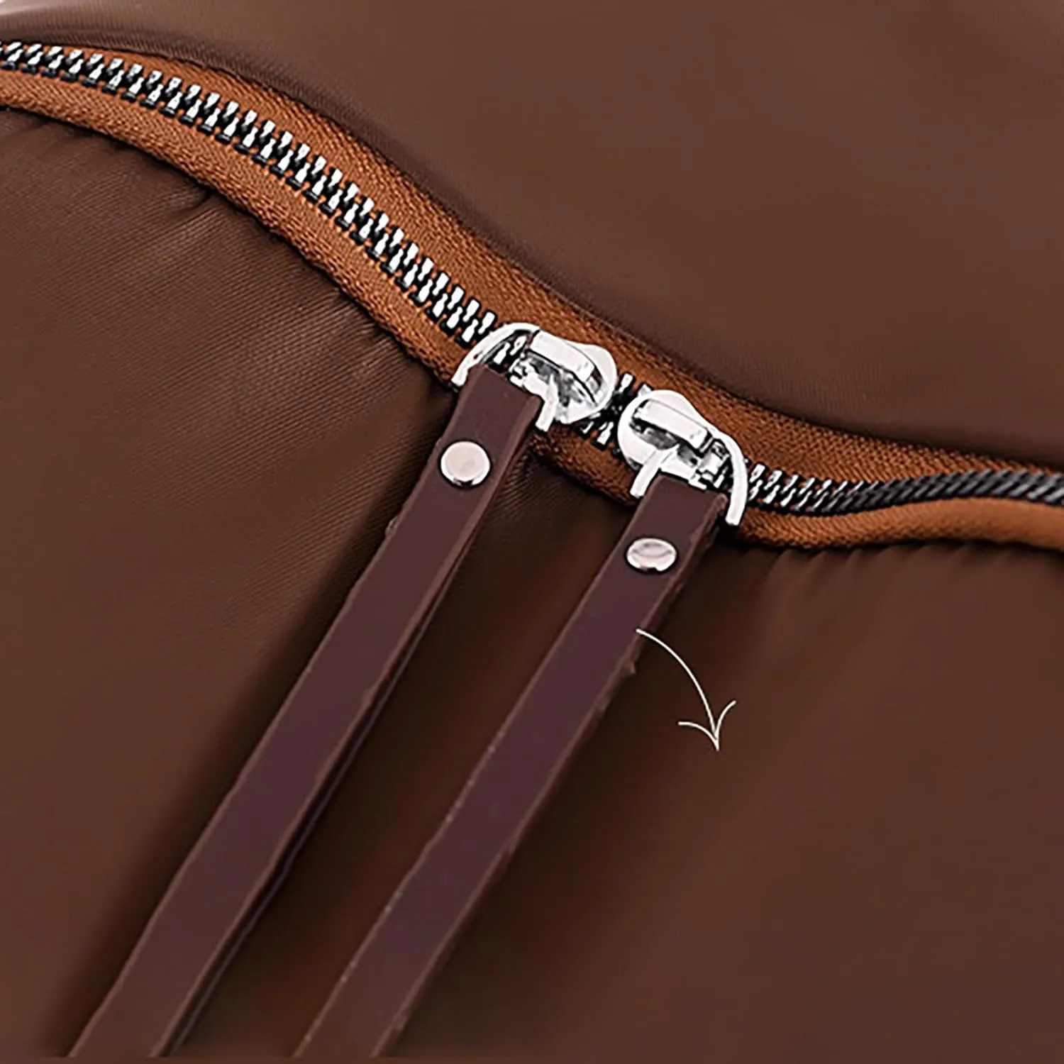 Simple Solid Color Nylon Women Shoulders Bag Breathable Wear Resisting Pickproof Shockproof Backpack (Brown, One Size)