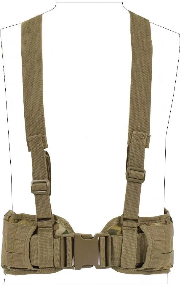 SINAIRSOFT Tactical Waist Belt with X-Shaped Suspenders Free Straps Airsoft Combat Padded Molle Belt